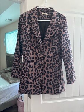 Beeson River Purple and Black Leopard Print Blazer